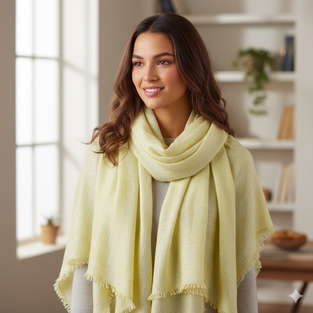NEW Erfurt Scarf Wrap Women One Size‎ Yellow Metallic Silver Denmark Hand Dyed